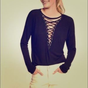 Long Sleeve Express Lace Up Tee